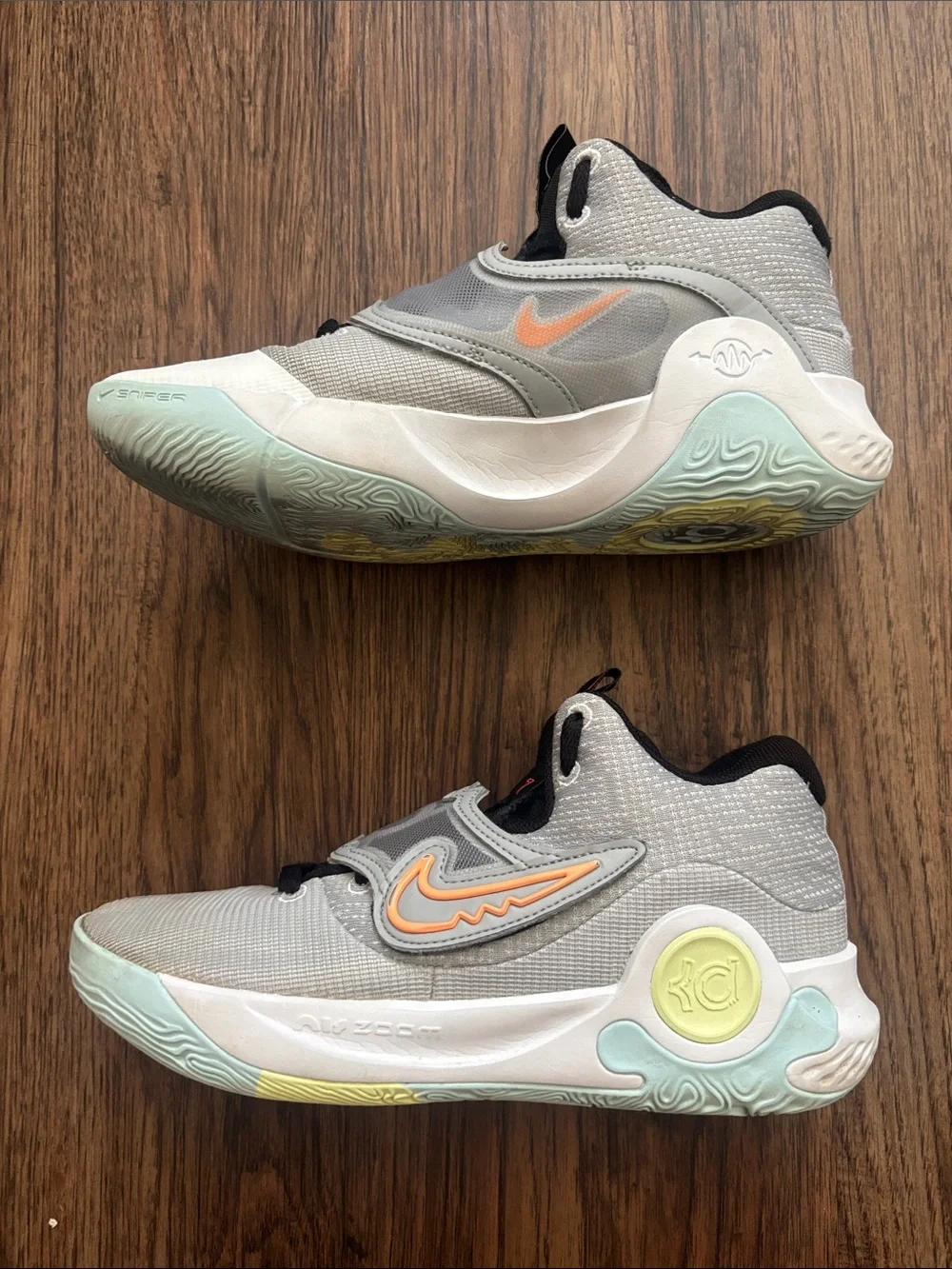 Nike KD Trey 5 X DD9538-009 Wolf Grey Mint Orange Mens 8 Kevin Durant Basketball